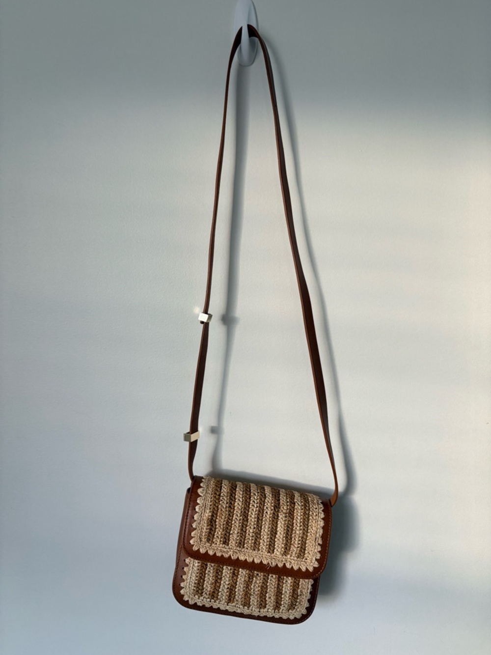 Loeffler Randall Kenton Crocheted Raffia and Leather Purse Crossbody - Picture 5 of 5